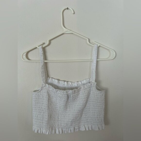 NWOT Aritzia/Sunday Best smocked crop top white medium - Picture 5 of 7